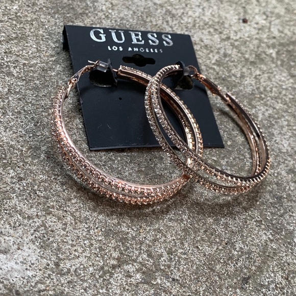 Guess Jewelry - New Guess Rose Gold Double Hoop Earrings